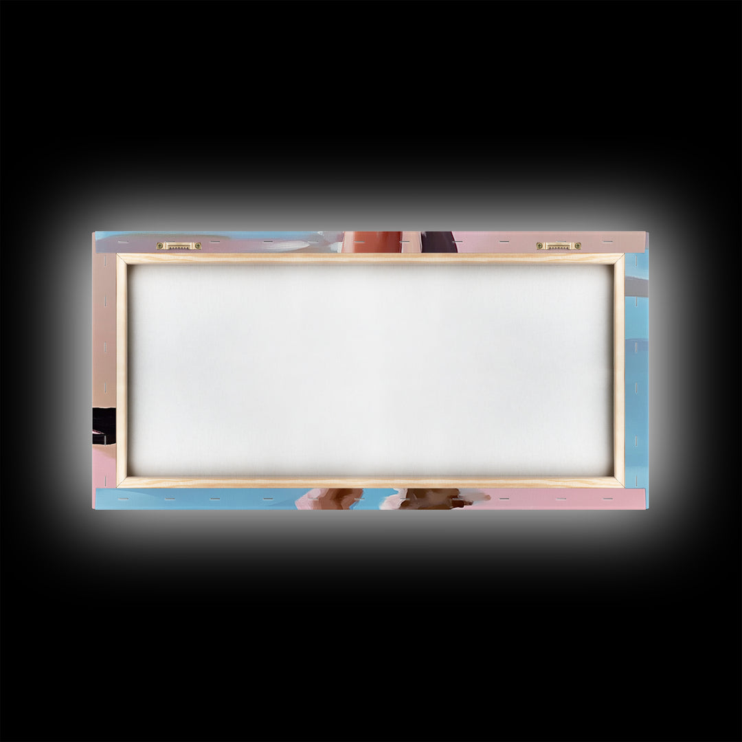 Barefoot Beach Walk, coastal decor, ocean painting, seascape painting, pink abstract art, light pink wall art, canvas print