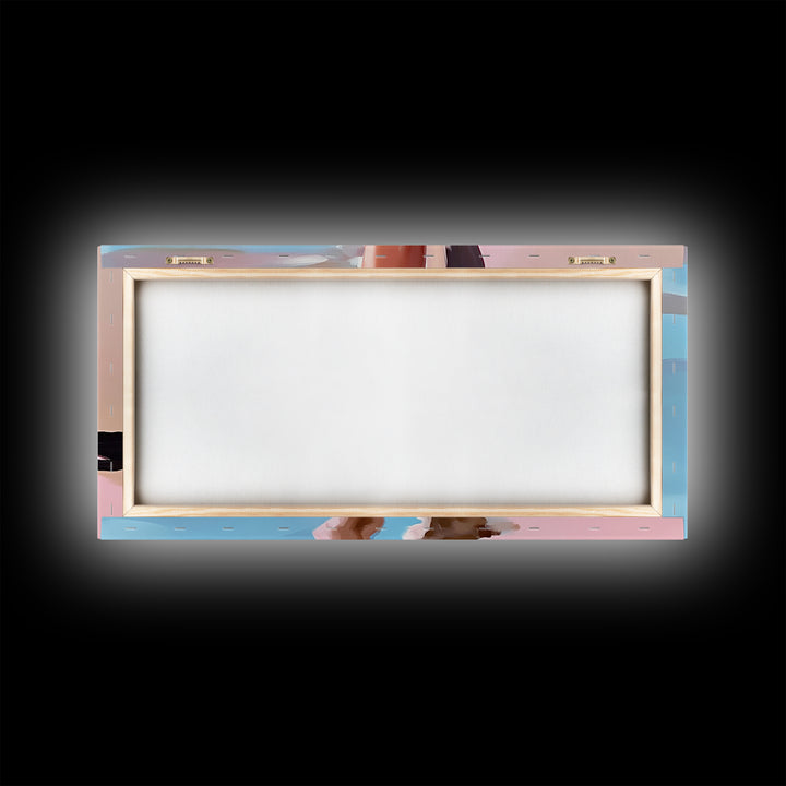 Barefoot Beach Walk, coastal decor, ocean painting, seascape painting, pink abstract art, light pink wall art, canvas print