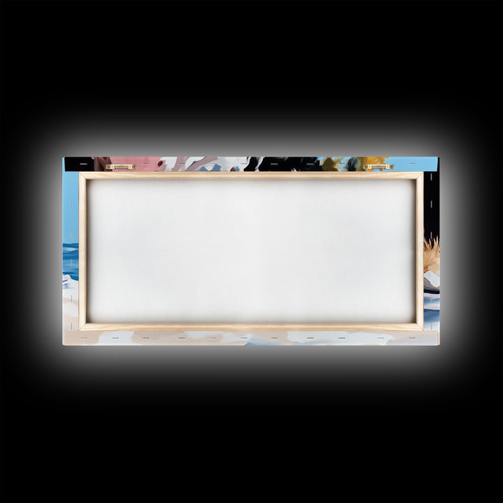 Coastal Landscape Art, Nautical Painting, Beach House Art, Panoramic Art, Seascape Painting, Canvas Print, Minimalist Art, Horizontal Wall Art