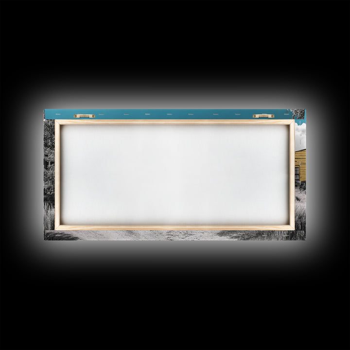 Abandoned Ghost Town Canvas Print Rustic Wall Art Western Landscape Painting Wabi Sabi Art Above Couch Art Extra Wide Horizontal Art