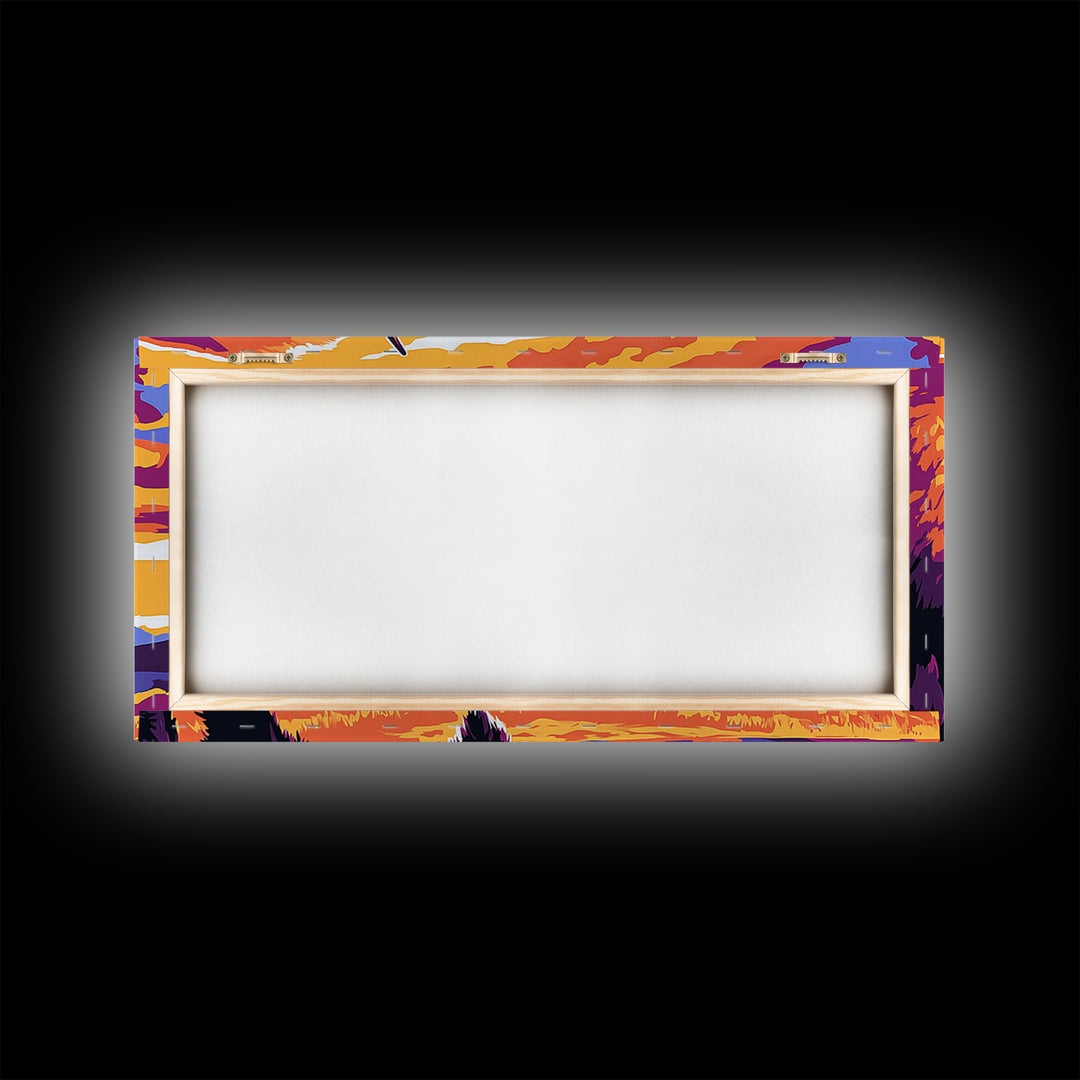 Bison Plains, rustic wall art, mountain painting, southwest wall art, landscape painting, extra wide art, Framed Canvas Print, farmhouse decor