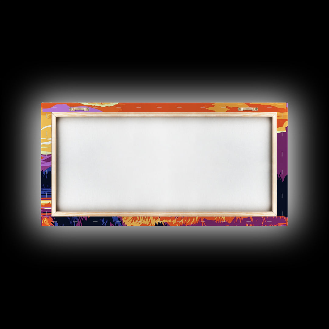 Bison, mountain scenery, rustic wildlife decor, western art, nature lover gift idea, farmhouse wall art, framed canvas print