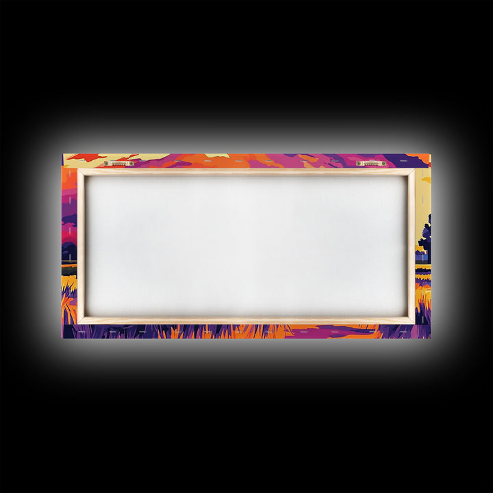 Rural Farmhouse, Rustic Wall Art, Barn Landscape Oil Painting, Farmhouse Art, Framed Canvas Print, Panoramic Art, Above Bed Wall Art