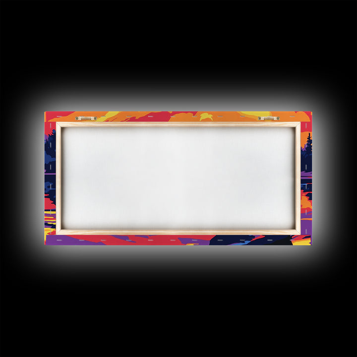 Kayaker at Sunset, fisherman painting, nautical painting, coastal landscape art, rustic decor, panoramic painting, canvas print