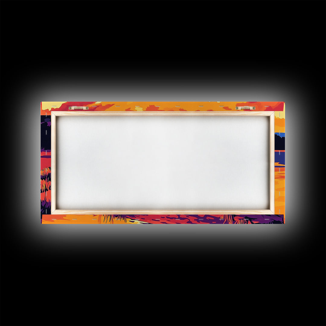 Boat on the Shore, nautical painting, seascape painting, rustic decor, above couch art, panoramic painting, extra wide art, canvas print