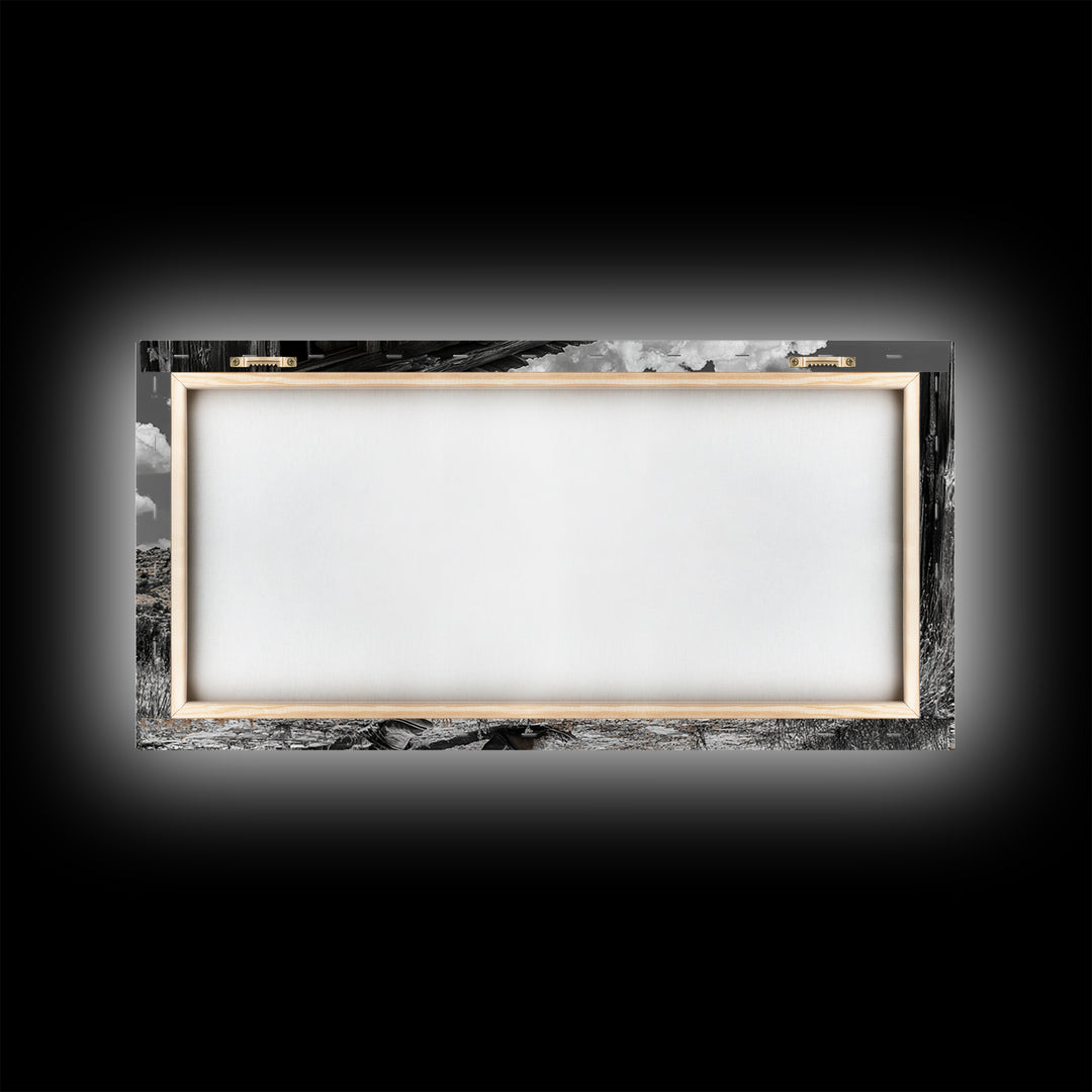 Cowboy Cabin Framed Canvas Print | Rustic Wall Art | Southwest Decor | Chicano Art | Above Couch Art | Moody Art | Western Landscape Art