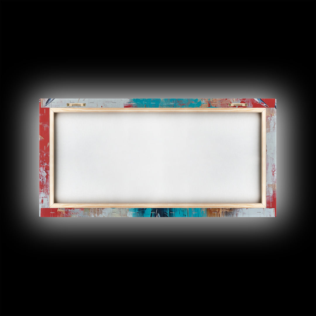 Colorful Longhorn Art, rustic wall art, farmhouse art, southwest wall art, bold animal painting, extra wide art, canvas print, wabi sabi art