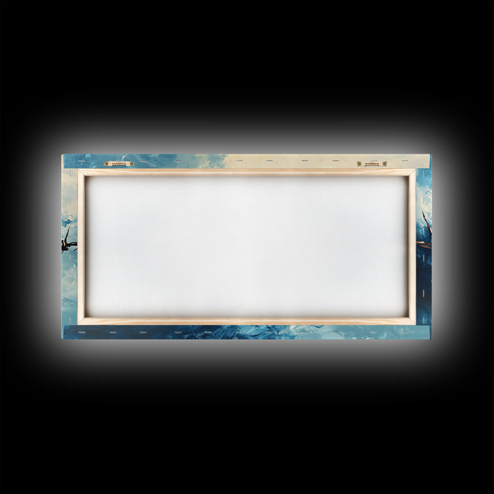 Barbed Wire, Rustic Wall Art, Southwest Art, Minimalist Art, Moody Painting, Extra Wide Art, Western Landscape Art, Framed Canvas Print