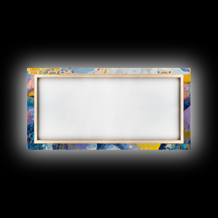 River Rocks, Whimsical Art, Mosaic Wall Art, Boho Art, Teal Wall Art, Nature Inspired Art, Abstract Landscape, Canvas Print, Gift Idea Her