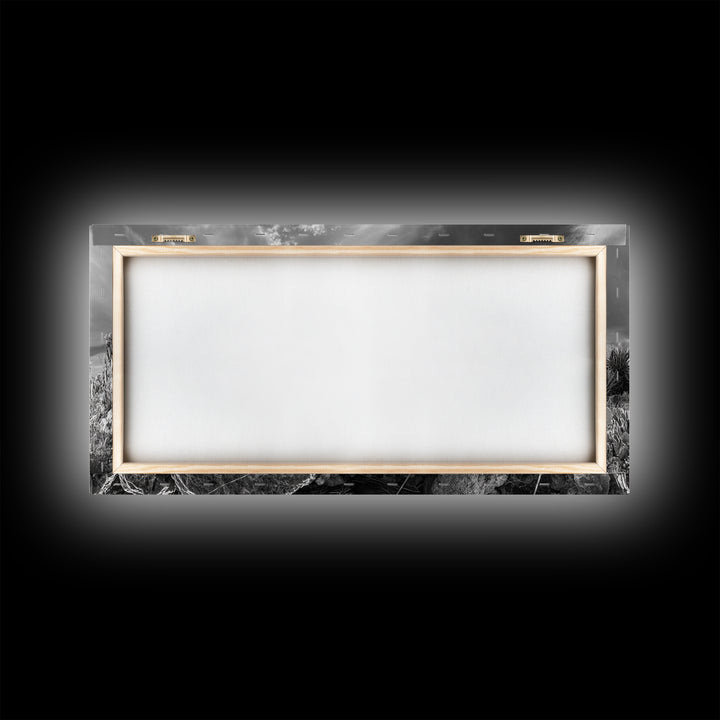 Desert Cactus, southwest wall art, Joshua tree art, rustic art, landscape painting, desert decor, panoramic art, Canvas Print