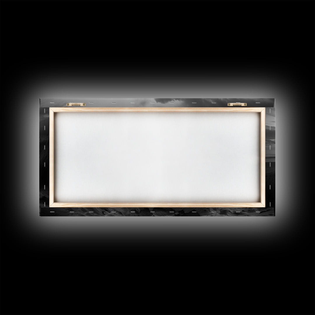 Bonfire on Beach, coastal decor, nautical painting, rustic art, beach sunset print, seascape painting, landscape painting, Framed Canvas Print