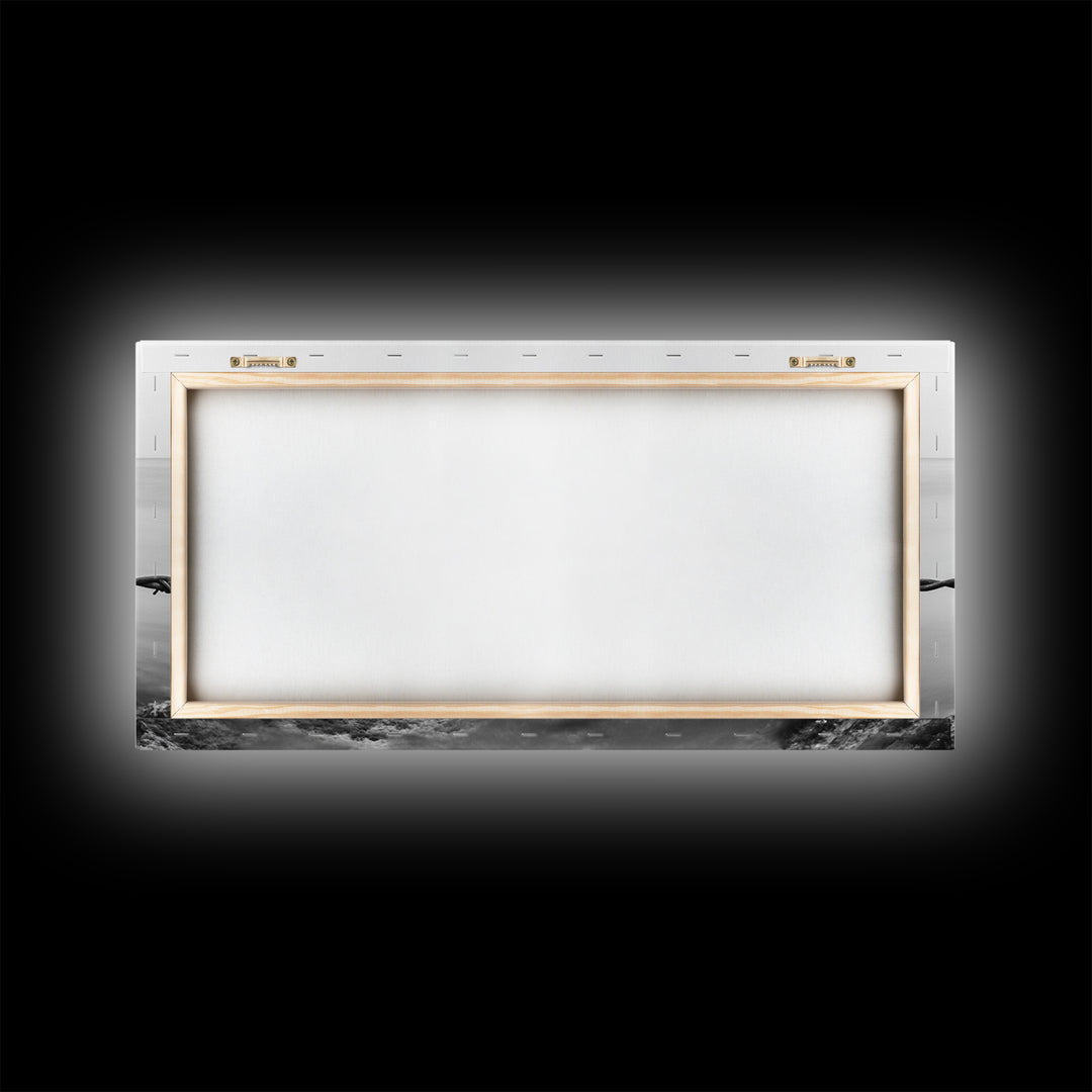 Barbed Wire, rustic decor, farmhouse art, minimalist black and white, modern wabi sabi wall art, textured art, panoramic art, Canvas Print