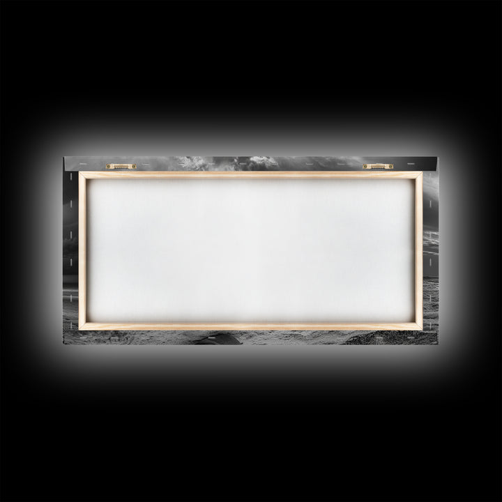 Cowboy on Beach, Moody Art, Western Wall Art, Dramatic Sky Print, Rustic Decor, Coastal Cowgirl Aesthetic, Framed Canvas Print, Scenic View