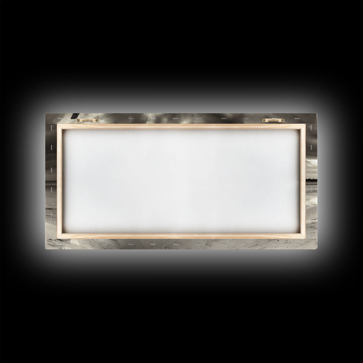 Abandoned Boat, Nautical Wall Art, Coastal Decor, Seascape Painting, Rustic Wall Art, Dramatic Sky, Framed Canvas Print, Panoramic Art