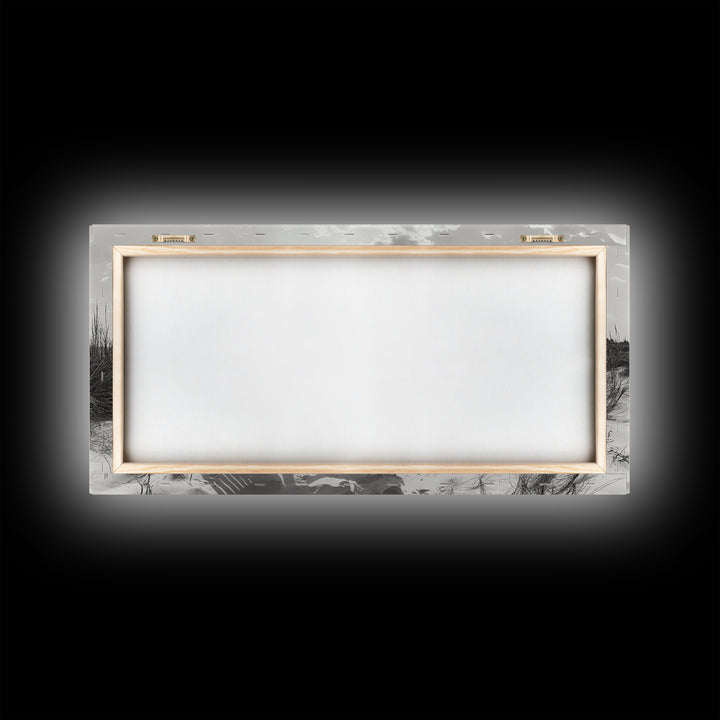 Beach Chair, Coastal Landscape Art, Minimalist Art, Wabi Sabi Art, Ocean View Print, Relaxing Decor, Framed Canvas Print, Nautical Wall Art