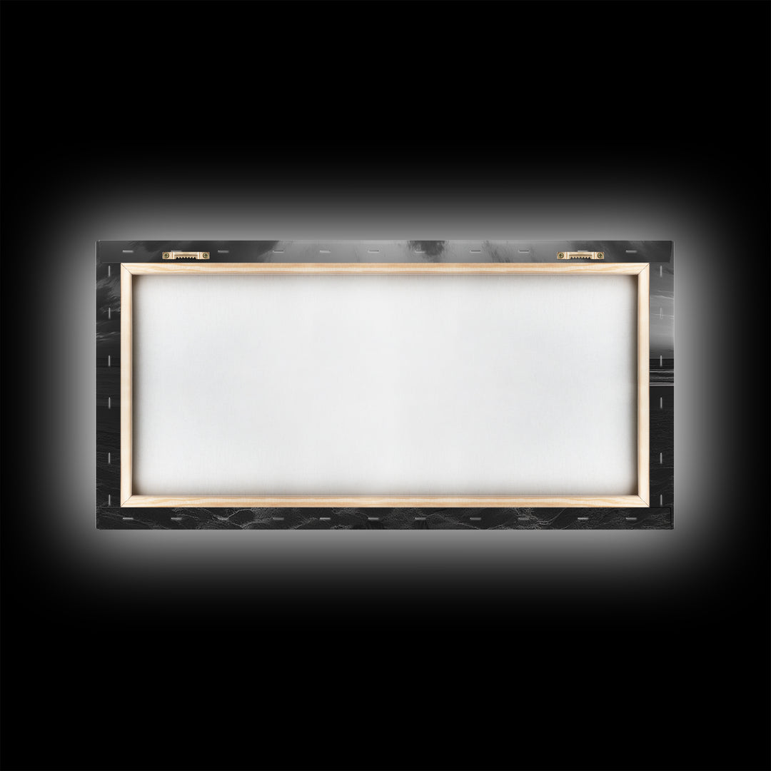 Bonfire On Beach, Coastal Wall Art, Moody Art, Extra Wide Art, Sunset Wall Art, Panoramic Art, Rustic Wall Art, Framed Canvas Print