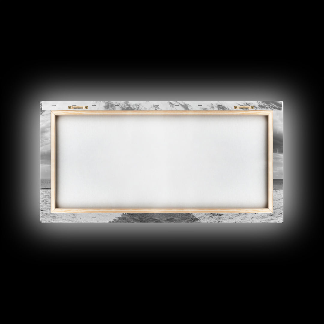 Beach Umbrella, Coastal Wall Art, Minimalist Art, Panoramic Art, Nautical Decor, Extra Wide Art, Coastal Landscape Art, Canvas Print