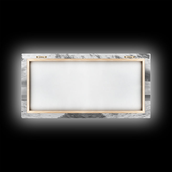 Beach Umbrella, Coastal Wall Art, Minimalist Art, Panoramic Art, Nautical Decor, Extra Wide Art, Coastal Landscape Art, Canvas Print