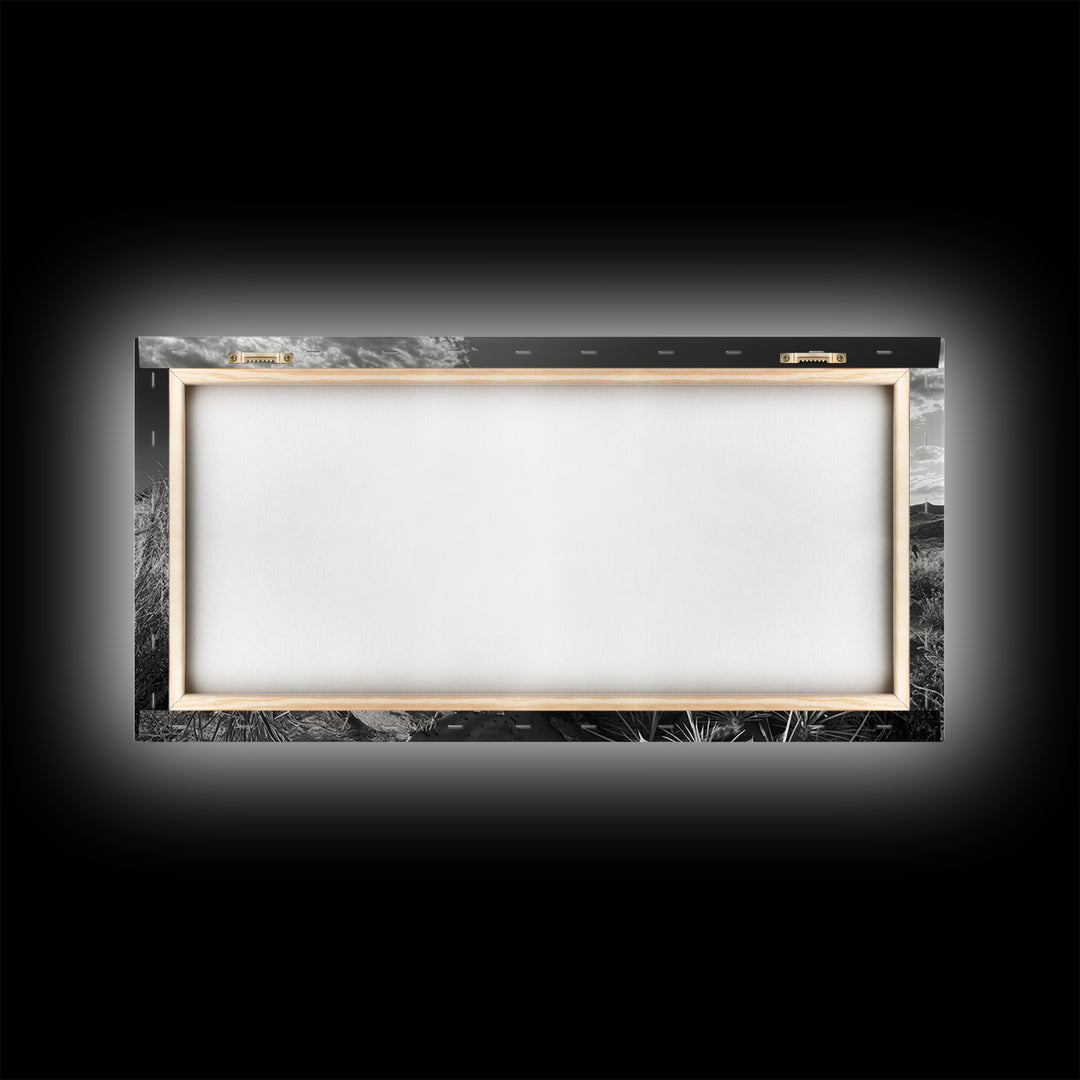 Cactus Bloom, botanical prints, wildflower painting, nature art, scenic mountain landscape, rustic wall art, southwest decor, Framed Canvas Print