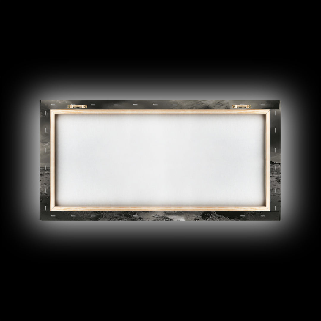 Buffalo, seascape painting, coastal landscape art, rustic decor, farmhouse art, panoramic painting, extra wide art, framed canvas print