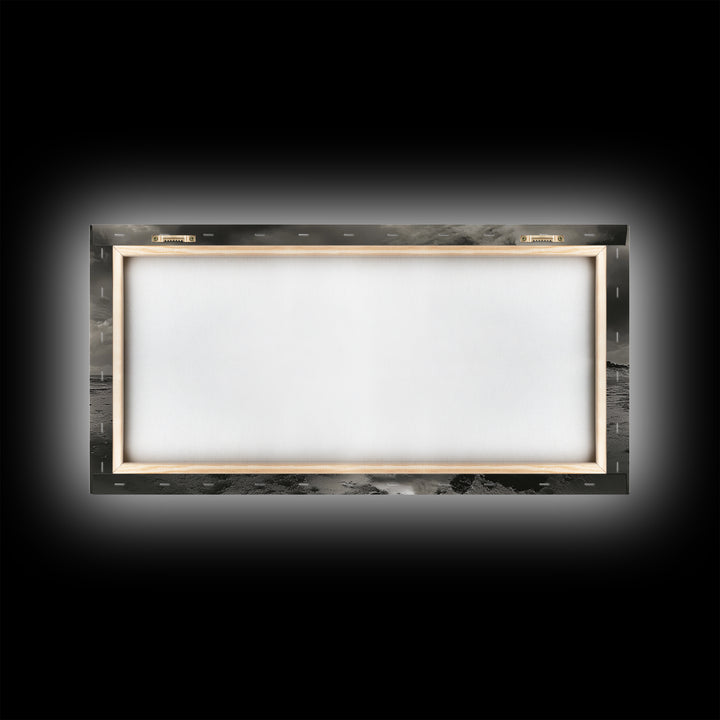 Buffalo, seascape painting, coastal landscape art, rustic decor, farmhouse art, panoramic painting, extra wide art, framed canvas print