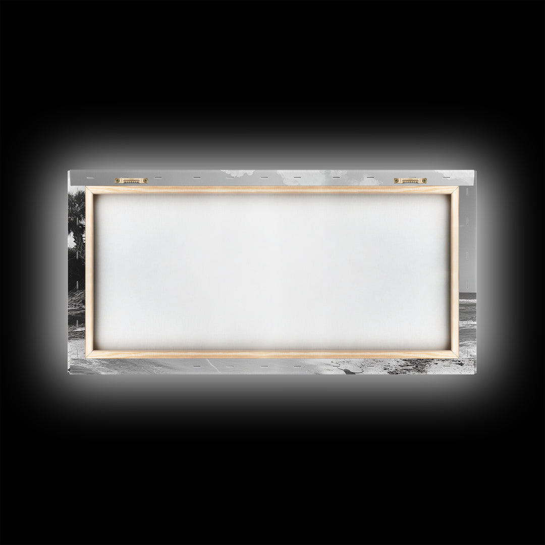 Cattle on beach, coastal cowgirl wall art, rustic decor, farmhouse art, landscape painting, panoramic painting, extra wide art, framed canvas print