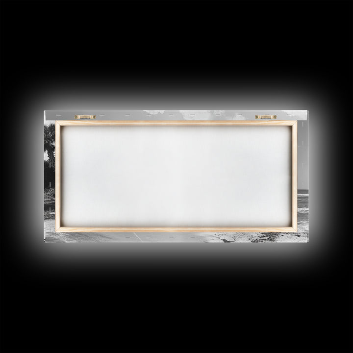 Cattle on beach, coastal cowgirl wall art, rustic decor, farmhouse art, landscape painting, panoramic painting, extra wide art, framed canvas print