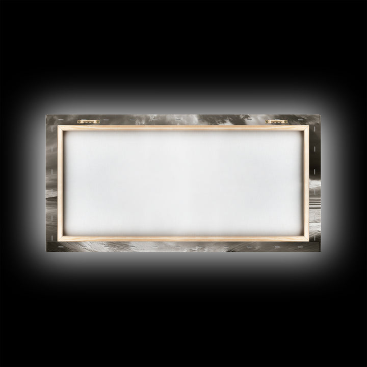 Coastal, seascape, moody art, ocean view, nautical wall art, panoramic painting, extra wide art, above bed wall art, framed canvas print