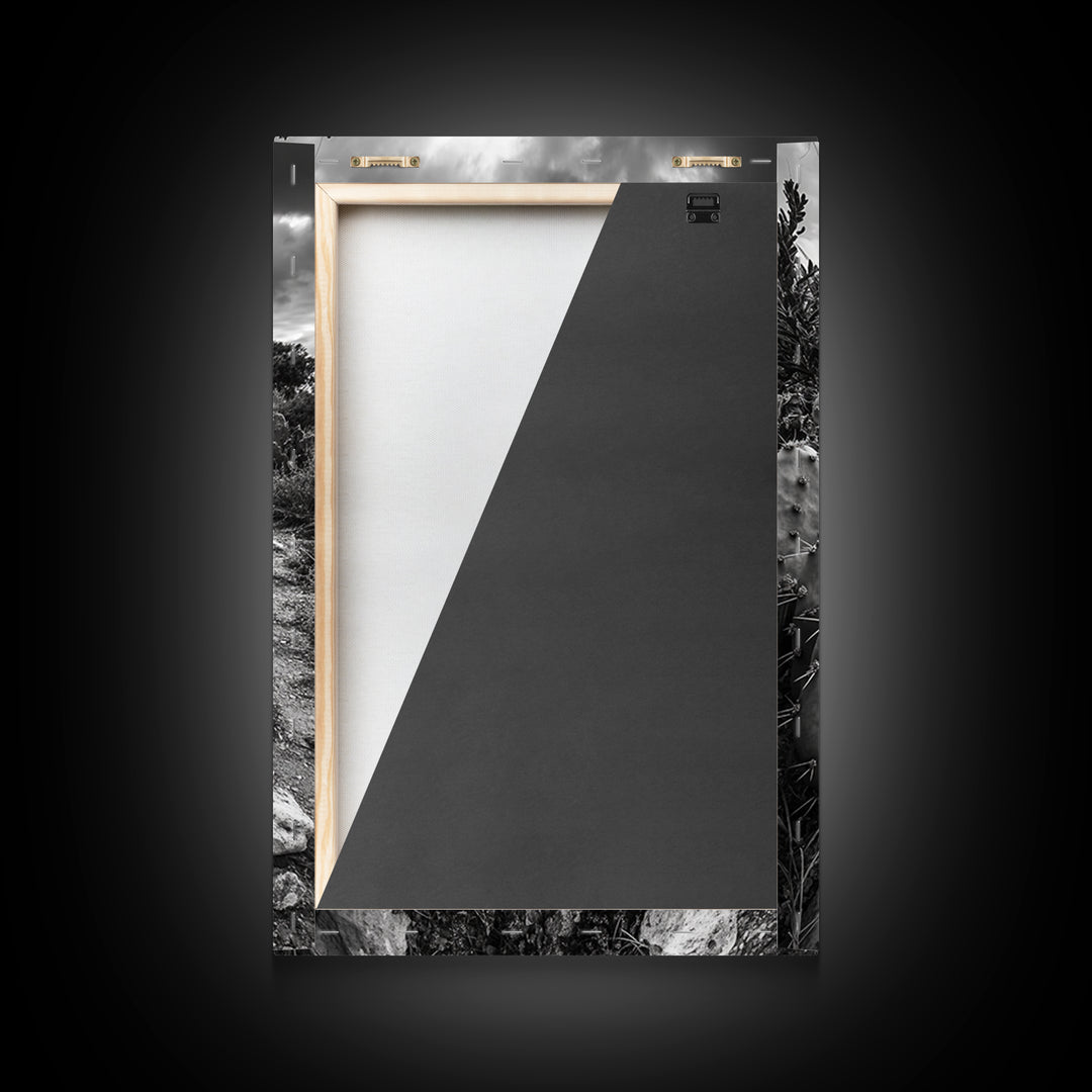 Cactus Trail, southwest wall art, rustic decor, desert painting, wabi sabi art, nature landscape art, framed canvas print, farmhouse decor