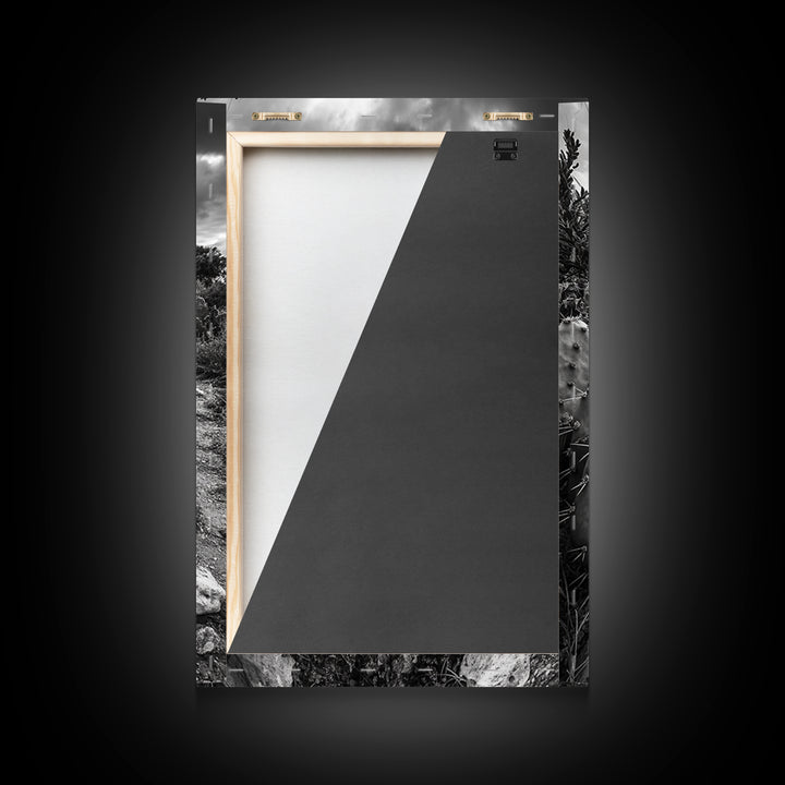 Cactus Trail, southwest wall art, rustic decor, desert painting, wabi sabi art, nature landscape art, framed canvas print, farmhouse decor