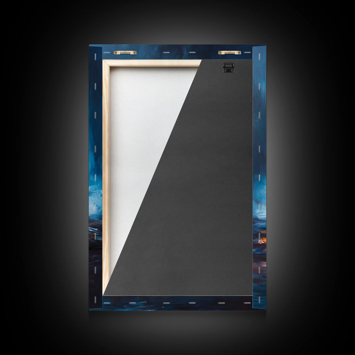 Bonfire Night, Moody Art, Rustic Decor, Canvas Print, Fire Art, Dark Romance Painting, Fall Wall Art, Cozy Living Room Art, Gift Idea