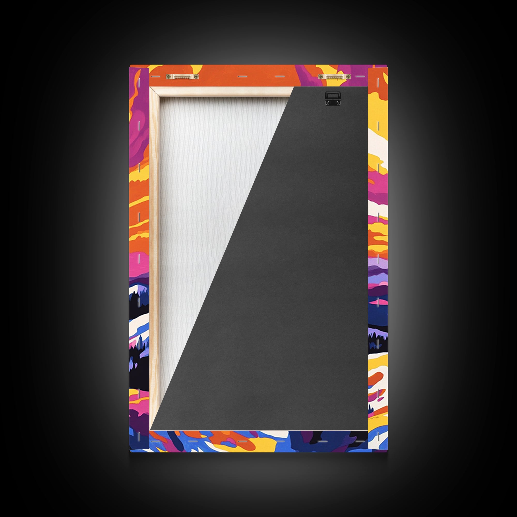 Cowboy at Sunset, western decor, southwest wall art, pink orange wall art, gift idea for him, moody art, panoramic art, Canvas Print