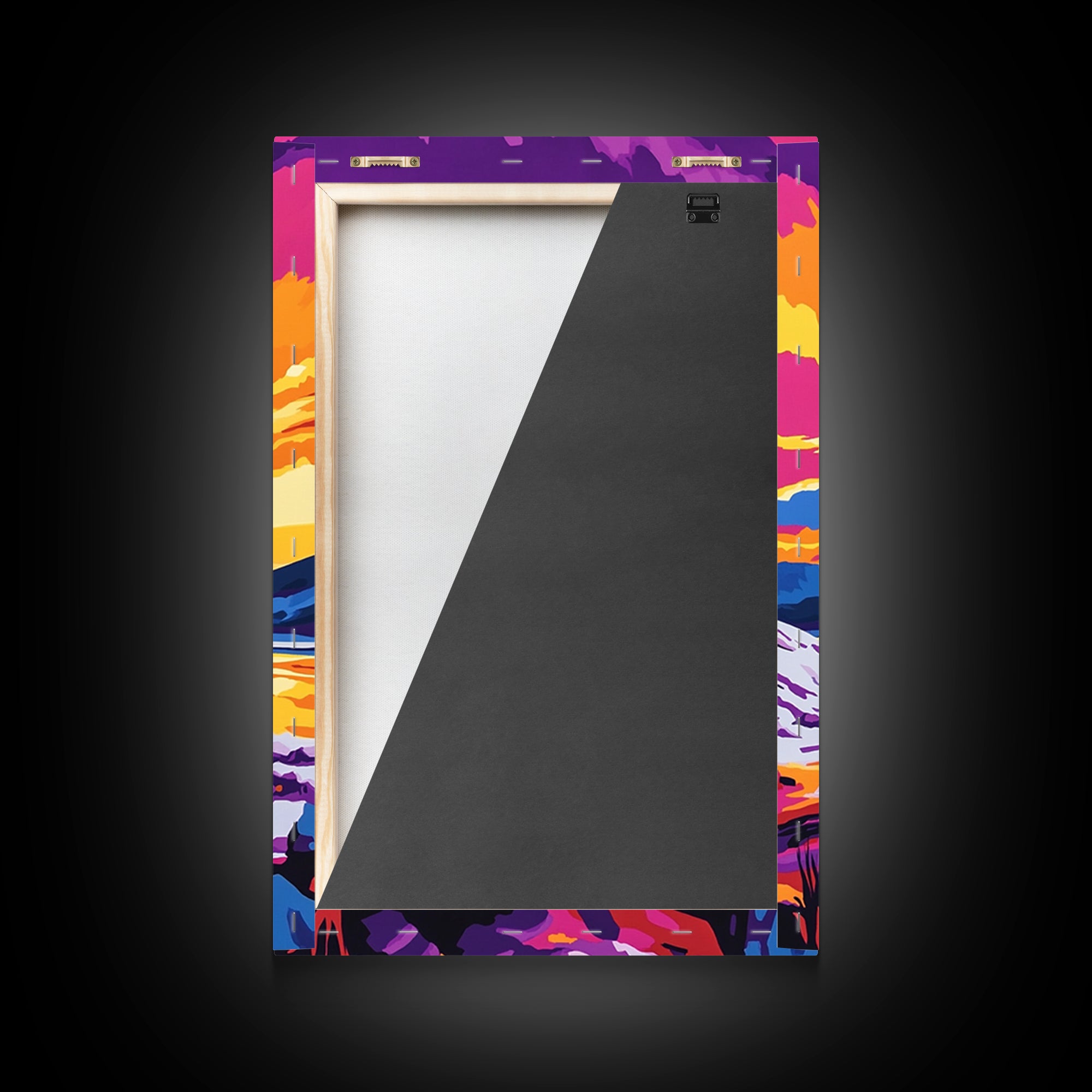 Colorful Wagon, pink orange wall art, landscape painting, southwest wall art, farmhouse art, boho art, framed canvas print, above bed art