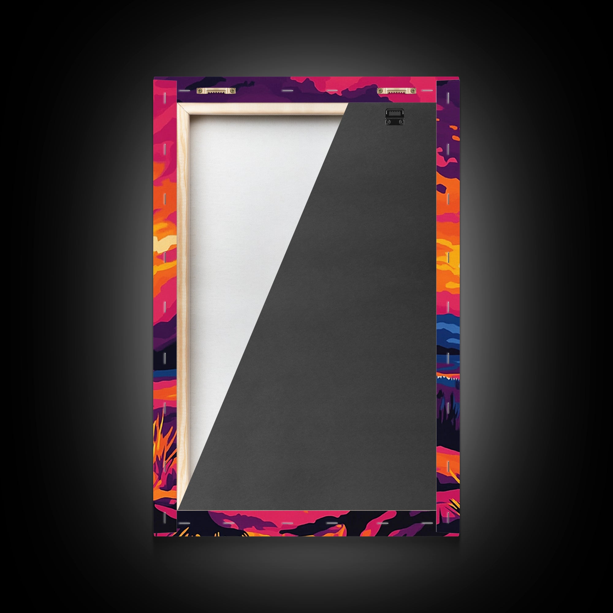 Cowboy at Sunset, pink orange wall art, Joshua tree art, southwest wall art, framed canvas print, landscape painting, moody art