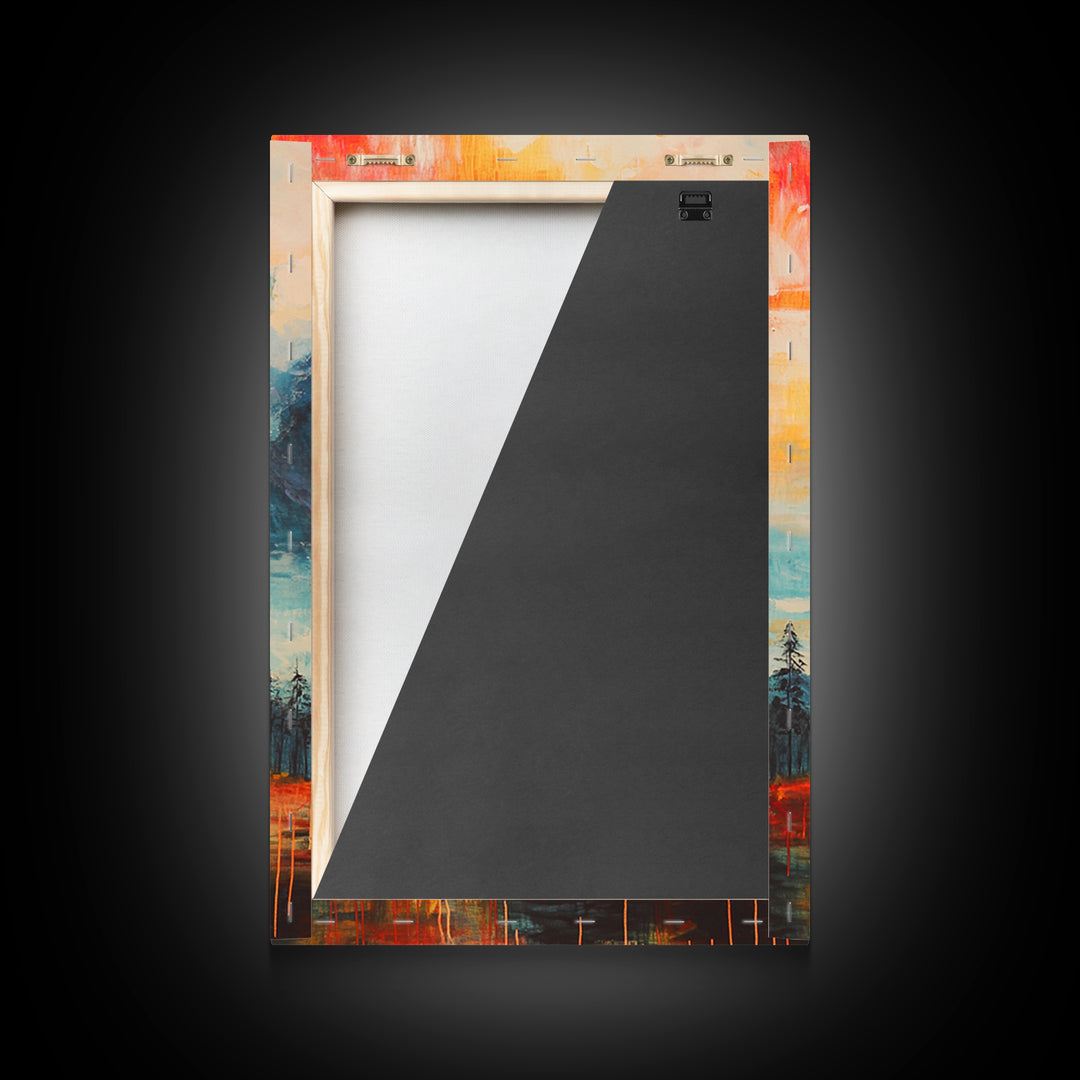 Cabin Painting, Autumn Landscape, Framed Canvas Print, rustic decor, mountain painting, landscape painting, smoky mountain art, extra wide art