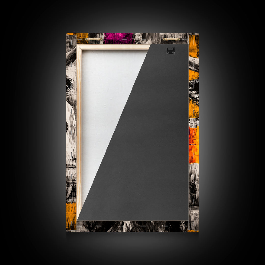 Black and White Cow, rustic art, farmhouse art, bull and bear art, southwest wall art, abstract animal painting, Framed Canvas Print