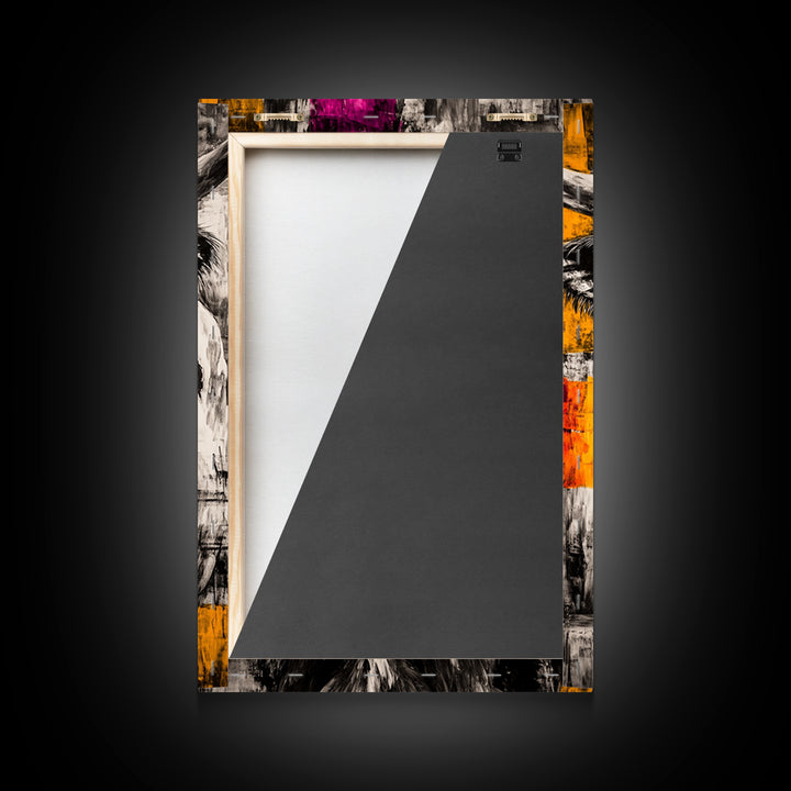 Black and White Cow, rustic art, farmhouse art, bull and bear art, southwest wall art, abstract animal painting, Framed Canvas Print