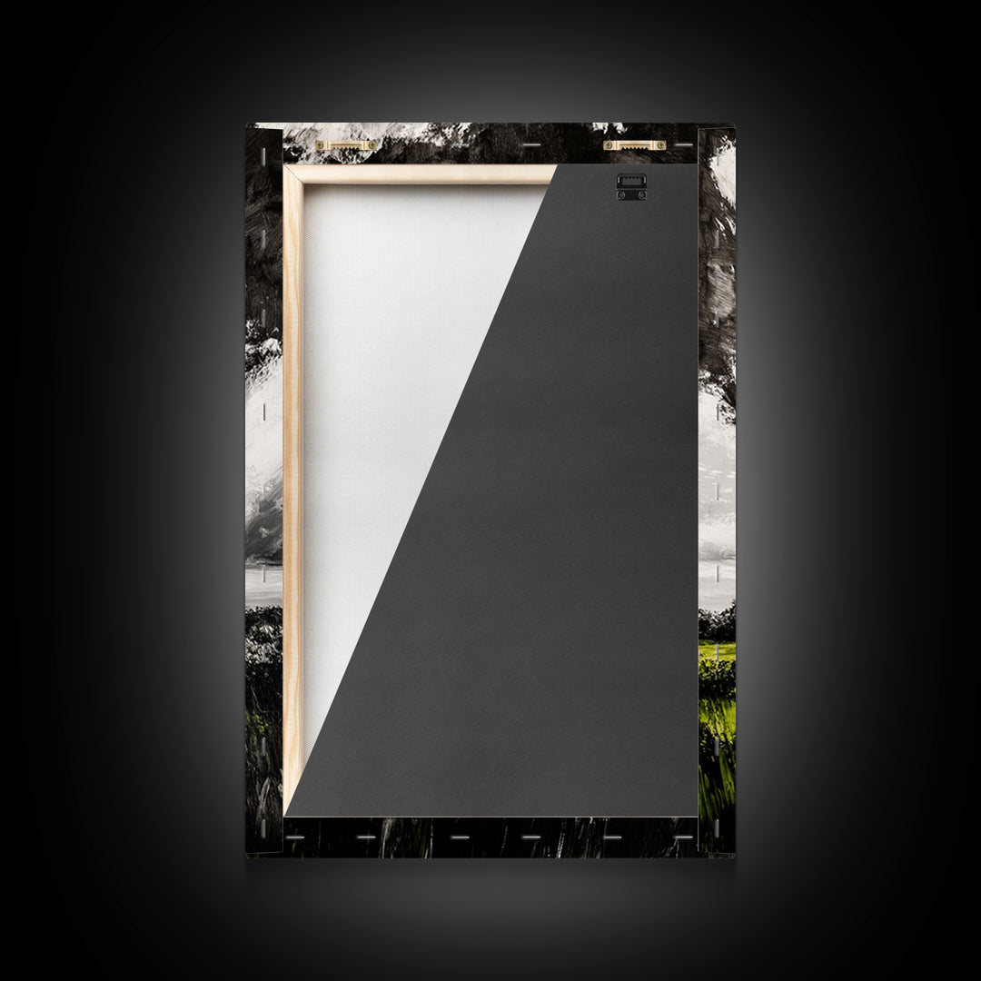 Black and White Windmill, windmill wall art, rustic decor, farmhouse art, landscape painting, framed canvas print, above bed wall art