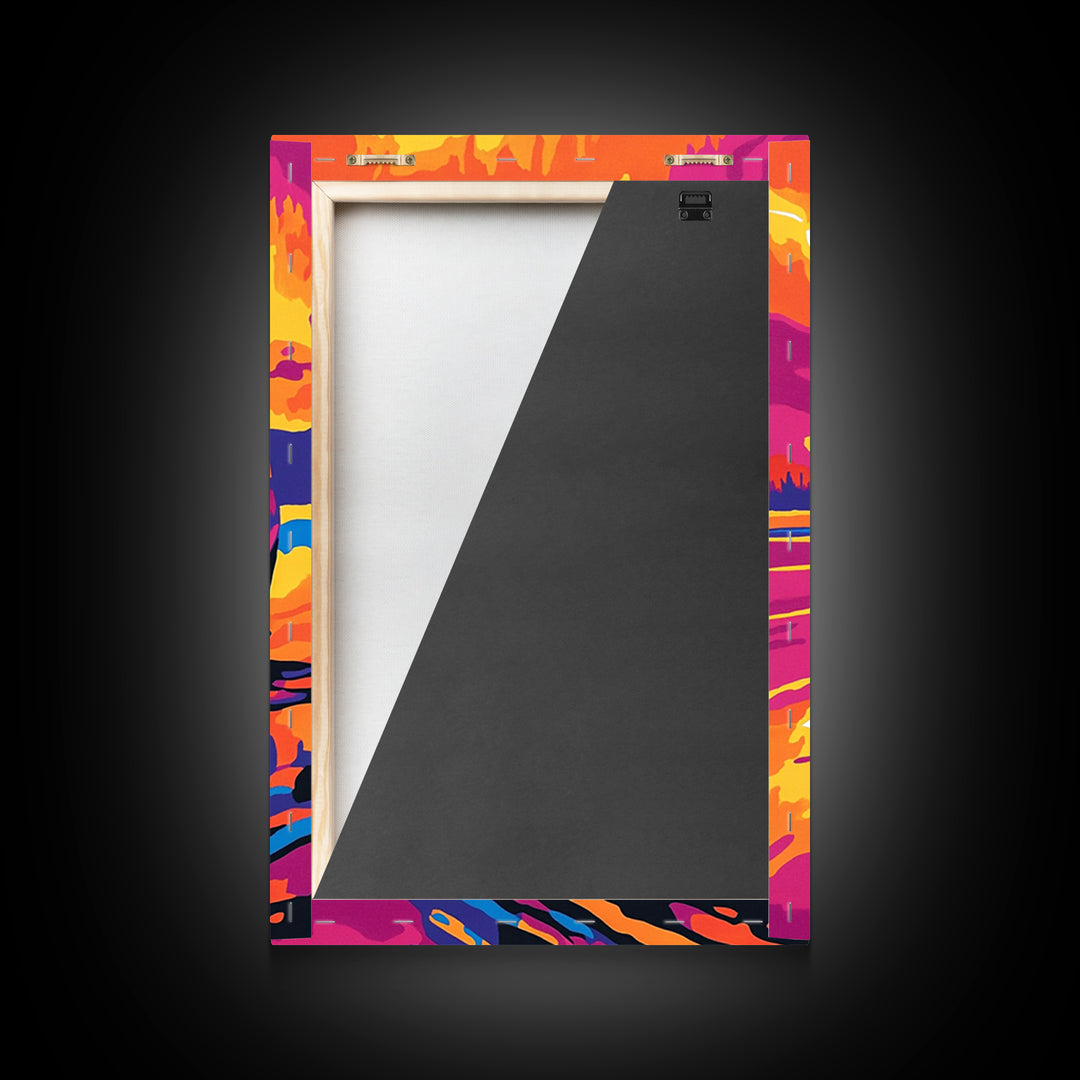 Cowboy Silhouette Sunset, southwest wall art, rustic decor, boho art, western art, pink orange wall art, canvas print, gift idea for him