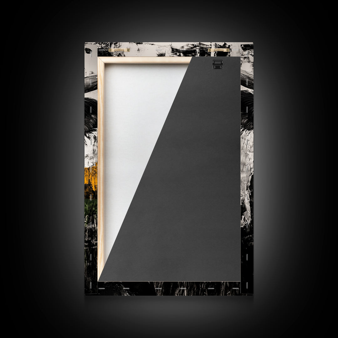 Black and White Bull, bull and bear art, rustic wall art, farmhouse art, moody art, framed canvas print, above couch art, gift idea for him