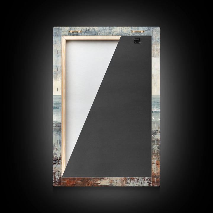 Coastal Wagon, Rustic Art, Framed Canvas Print, Nautical Decor, Moody Art, Minimalist Art, Wabi Sabi Art, Coastal Landscape Art