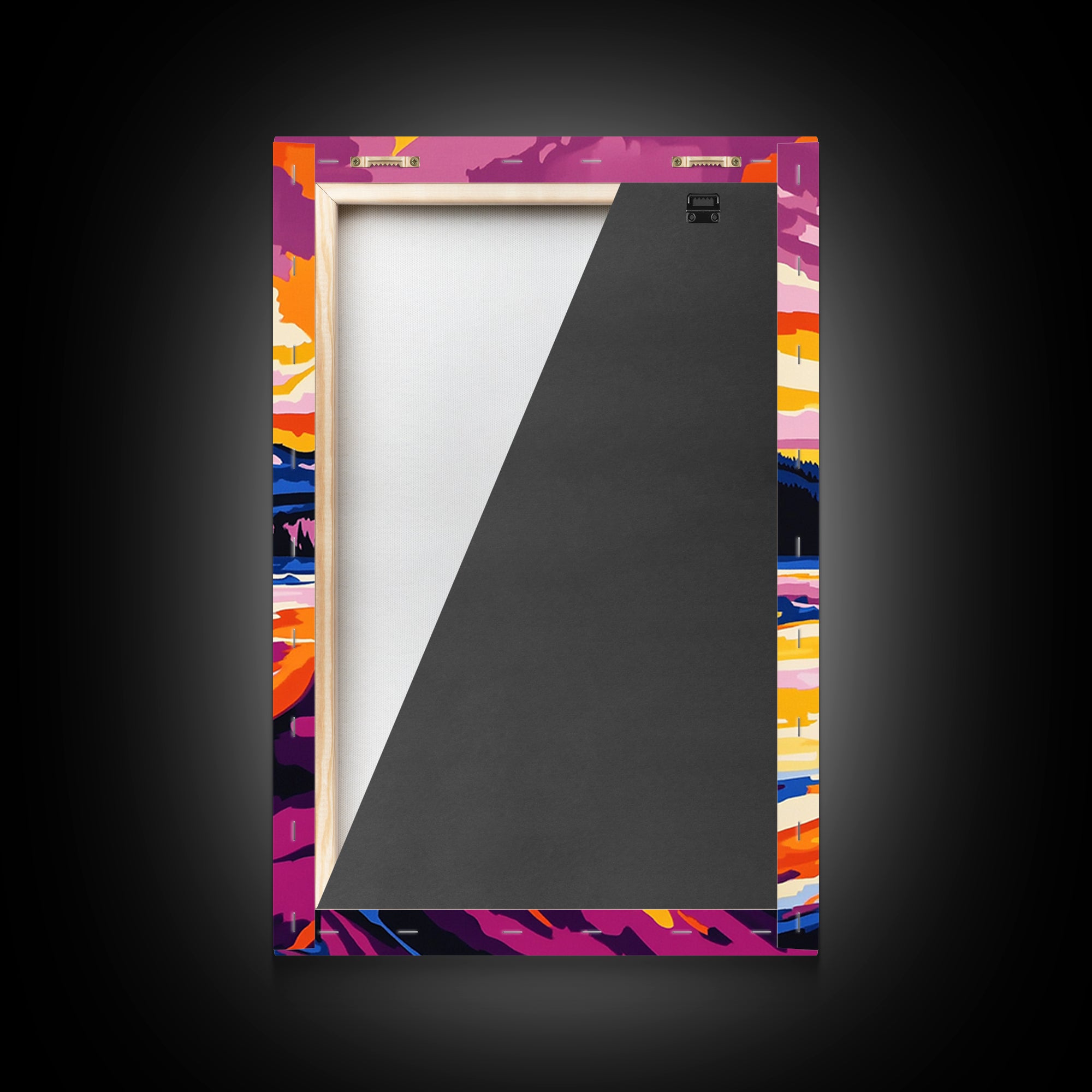 Cowgirl hat landscape, cowboy decor, rustic wall art, boho art, pink orange wall art, framed canvas print, western wall art, above bed art