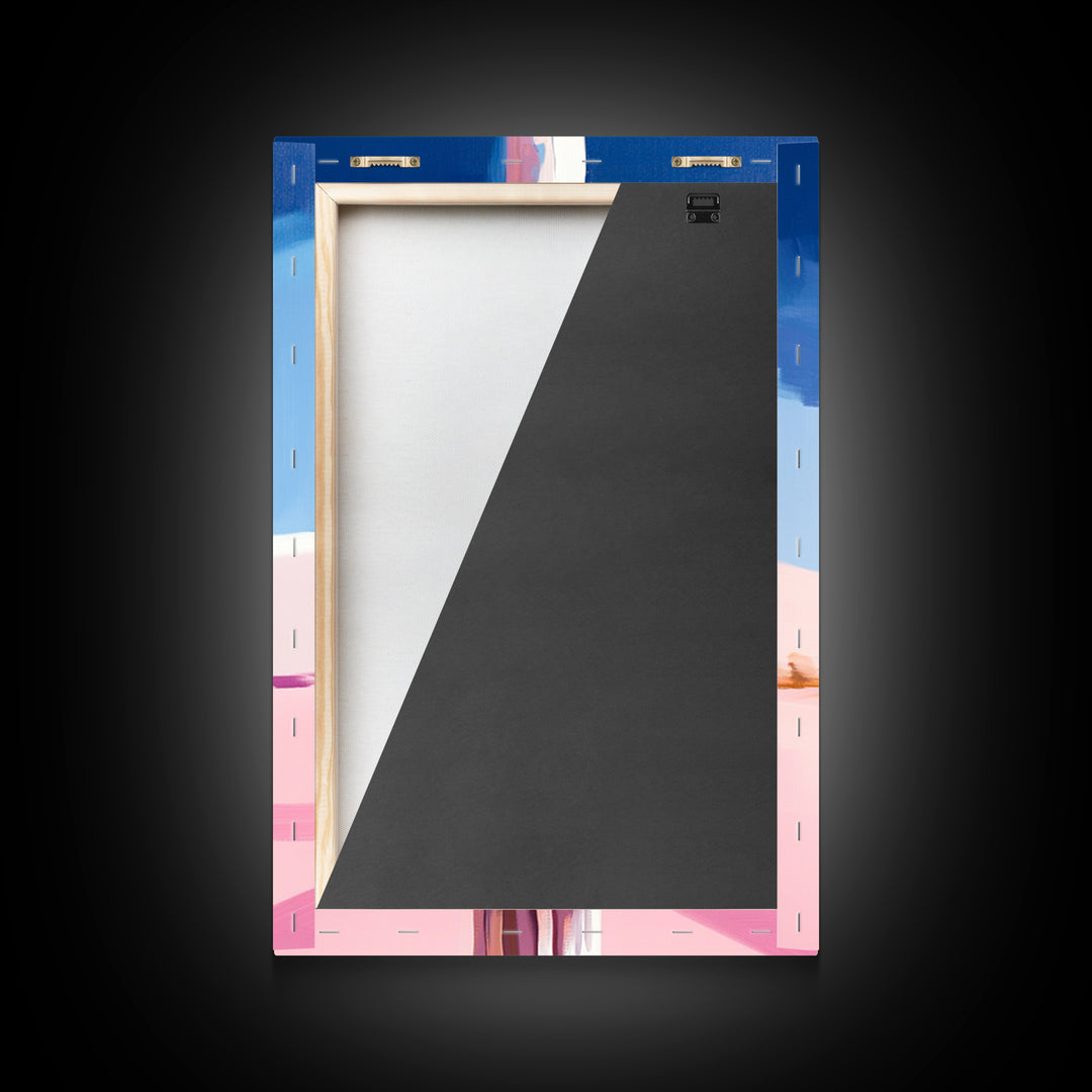 Abstract Cactus, Pastel Desert, Minimalist Landscape, Southwest Wall Art, Canvas Print, Vertical Wall Art, Boho Art, Light Pink Wall Art