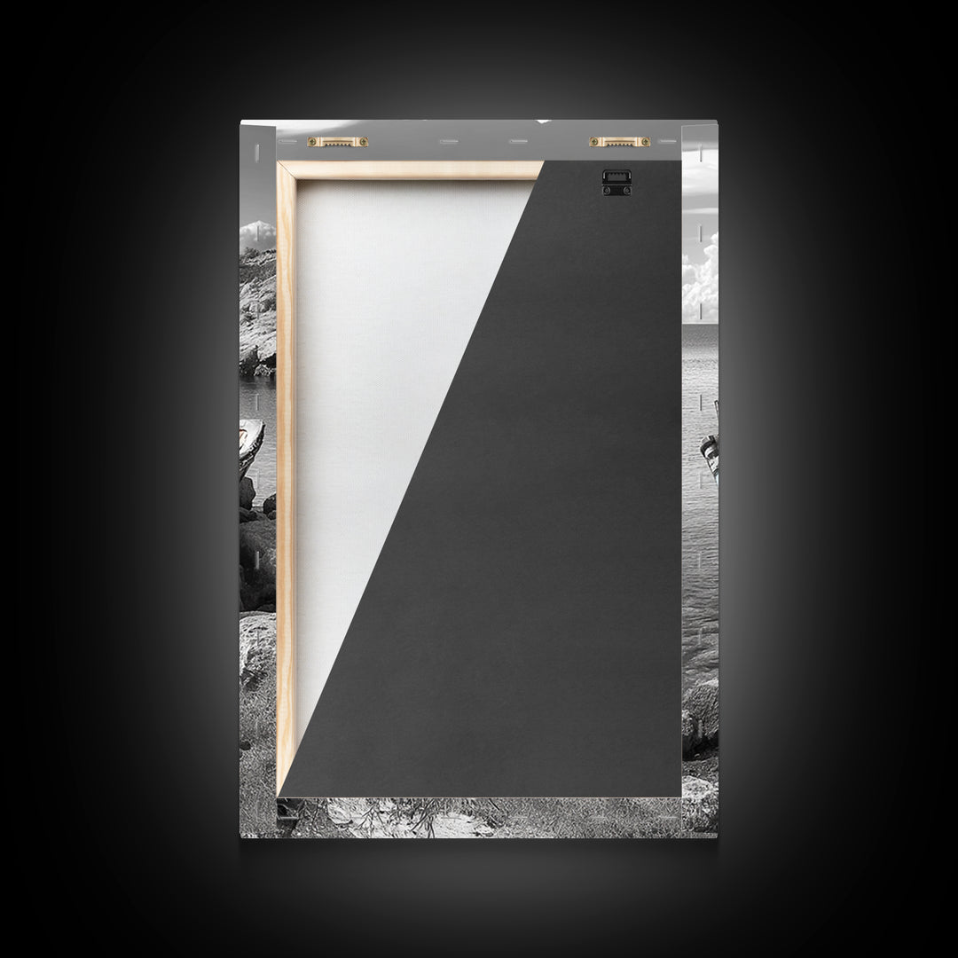 Rustic Boat Painting, Coastal Decor, Nautical Wall Art, Seascape Painting, Beach House Art, Gift Idea, Canvas Print, Wabi Sabi Art