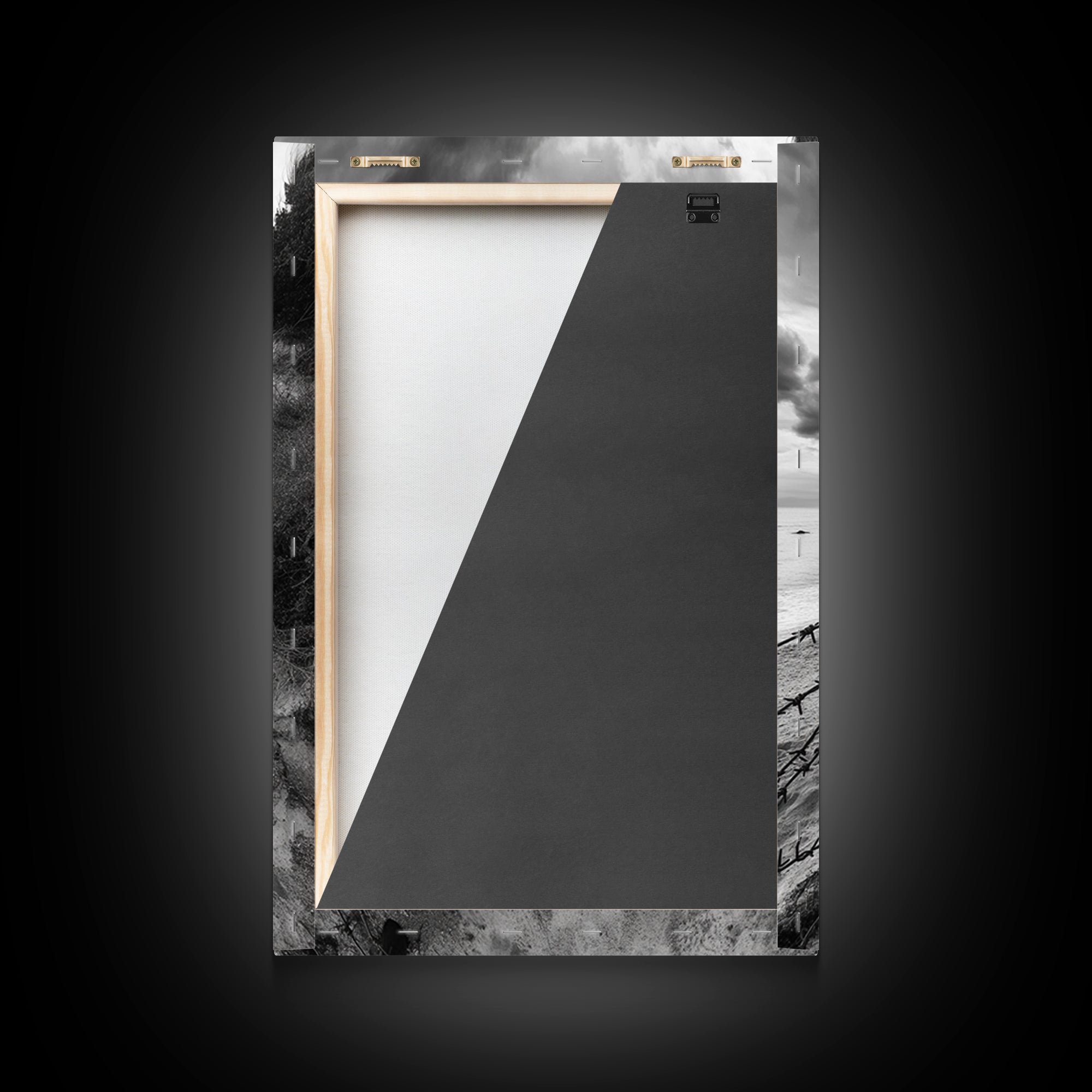 Coastal Path, stormy beach, dramatic sky, coastal wall art, black and white, framed canvas print, moody landscape, nautical decor