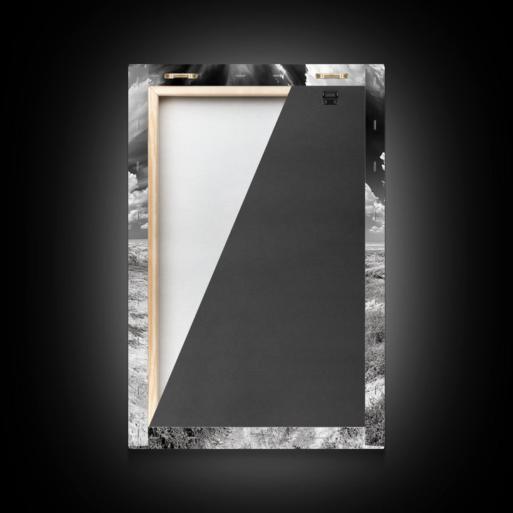 Covered wagon photography, rustic decor, framed canvas print, southwest wall art, farmhouse art, western aesthetic, black and white photography