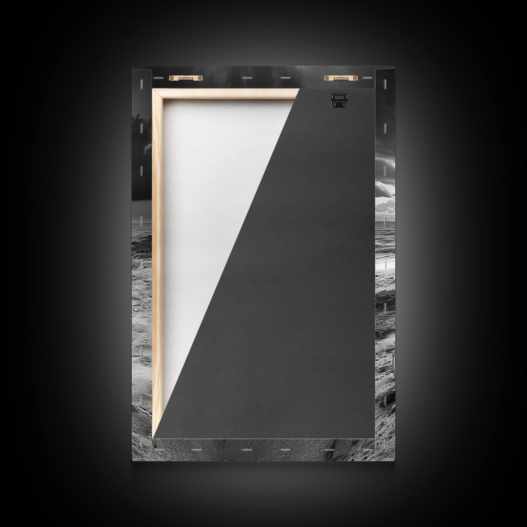 Beach bowl, wabi sabi wall art, coastal decor, moody art, minimalist art, black and white photography, framed canvas print, extra wide art