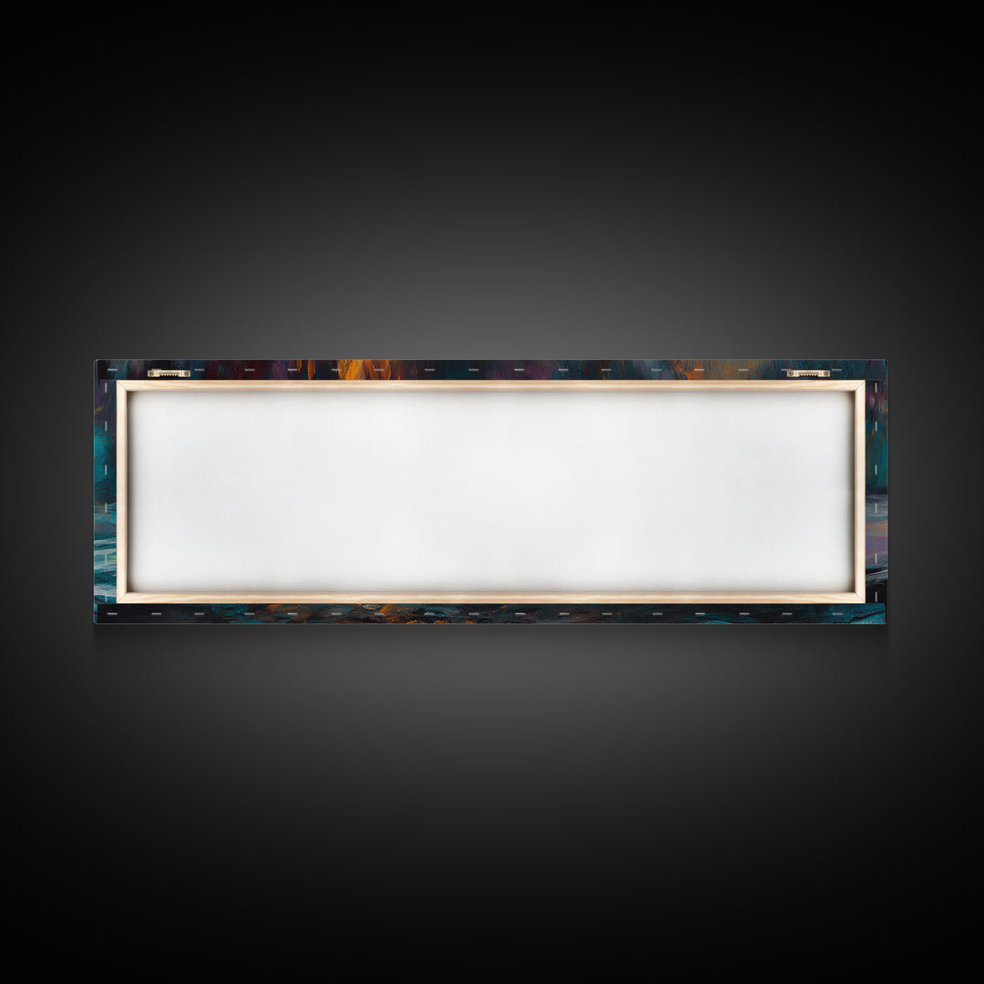 Bonfire, moody art, coastal landscape art, rustic decor, extra wide art, above bed wall art, gift idea for him, Canvas Print