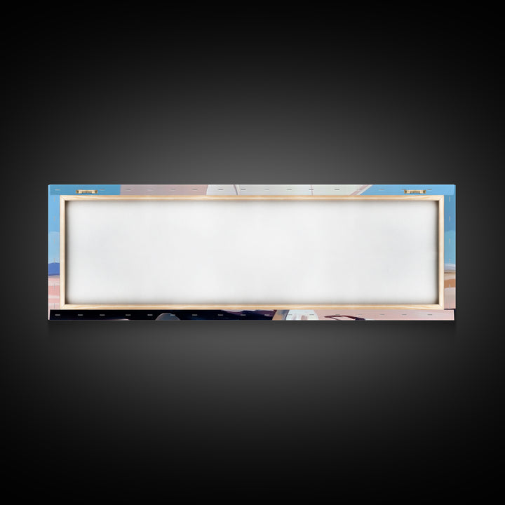 White Wagon, western painting, rustic art, farmhouse wall art, above couch art, cowboy decor, panoramic painting, canvas print, extra wide art