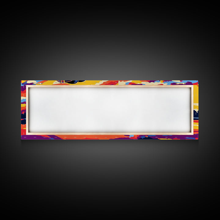 Cowboy Boots Art, Pink Orange Wall Art, Coastal Cowgirl Wall Art, Framed Canvas Print, Western Decor, Extra Wide Art, Rustic Art